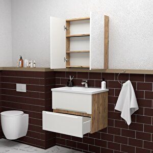 Kopenhag 65 Cm Mdf Gövde Membran Kapak Banyo Dolabı Seti Atlantik Çam