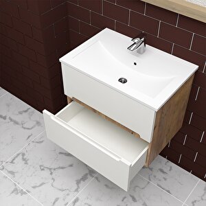 Kopenhag 65 Cm Mdf Gövde Membran Kapak Banyo Dolabı Seti Atlantik Çam