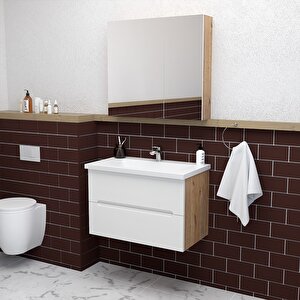Kopenhag 80 Cm Mdf Gövde Membran Kapak Banyo Dolabı Seti Atlantik Çam