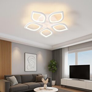 Modern 3 Renk Ledli Plafonyer Beyaz Lüks 5'li̇ Ledli Avize