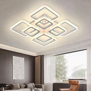 4+4 Modern 3 Renk Ledli Mimari Tasarım Beyaz Plafonyer Lüks Modern 8'li̇ Ledl