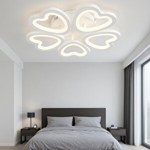 Modern 3 Renk Ledli Mimari Tasarım Beyaz Plafonyer Lüks 5'li Ledli Avize