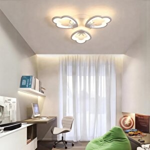 Beyaz Plafonyer Lüks Modern 3'lü Günışığı Ledli Avize
