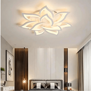 3 Renk Led Mimari Tasarım Beyaz Plafonyer Lüks Modern 10'lu Ledli Avize