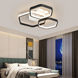 Mimari Tasarım 3'lü 3 Renk Ledli Plafonyer Modern Ledli Avize Led Avize