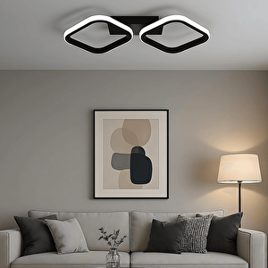Mimari Tasarım 3 Renk Ledli Sıralı Modern 2'li Ledli Avize Plafonyer Led Avize
