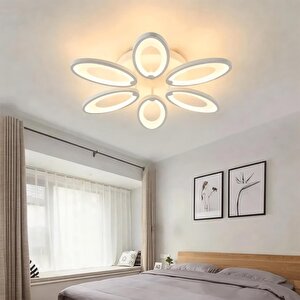 Modern 3 Renk Ledli Beyaz Plafonyer Lüks Modern 6'lı Ledli Avize