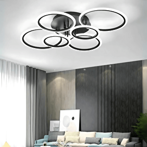 Modern 3 Renk Ledli Mimari Tasarım Siyah Plafonyer Lüks 6'li Ledli Avize