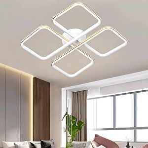 Beyaz Modern Tasarım Gold Çizgili Plafonyer Ultra Power Beyaz Ledli Avize