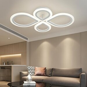 Modern 3 Renk Plafonyer Beyaz Lüks 4'lü Ledli Avize