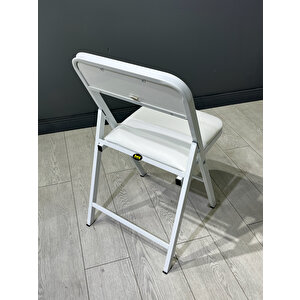 Pars 4 Kişilik Yuvarlak Mutfak Yemek Masası Takımı 4+1 Ceviz Beyaz Deri 70 Cm