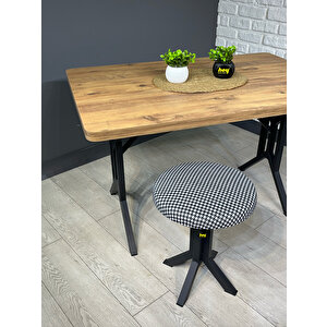 Tabure Kazayağı Kumaş Puf Makyaj Masası Sandalyesi Metal Sandalye Tekli Çap 39 X Yükseklik 51 Cm