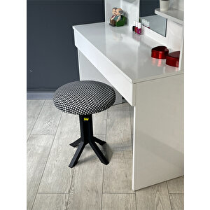 Tabure Kazayağı Kumaş Puf Makyaj Masası Sandalyesi Metal Sandalye Tekli Çap 39 X Yükseklik 51 Cm