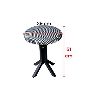 Tabure Kazayağı Kumaş Puf Makyaj Masası Sandalyesi Metal Sandalye Tekli Çap 39 X Yükseklik 51 Cm