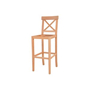 Ahşap 5667 Masif Ham Çapraz Döşemeli Bar Sandalye