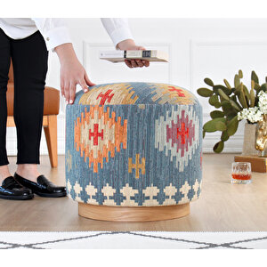 Ferruz Kilim Puf - Mavi