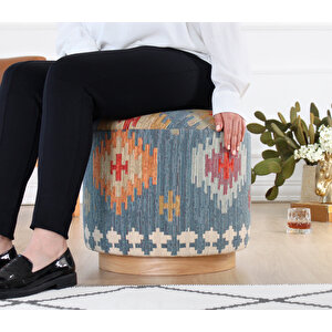Ferruz Kilim Puf - Mavi