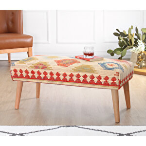 Beshir Kilim Bench Puf - Krem