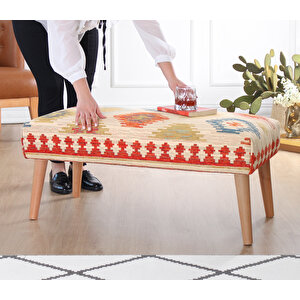 Beshir Kilim Bench Puf - Krem