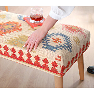 Beshir Kilim Bench Puf - Krem