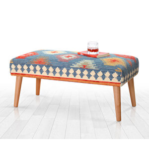 Beshir Kilim Bench Puf- Mavi