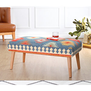 Beshir Kilim Bench Puf- Mavi