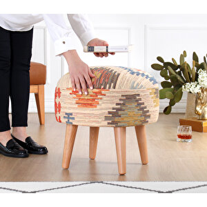 Sefian Kilim Puf - Krem