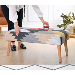 Beshir Kilim Bench Puf - Yaprak