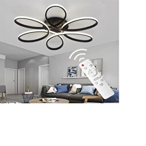 Siyah Kumandalı 3 Renk Ledli Dimmerli Plafonyer Modern Ledli Avize