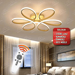Eskitme Kumandalı 3 Renk Ledli Dimmerli Plafonyer Modern Ledli Avize