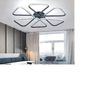 Siyah Modern Tasarım Krom Çizgili Plafonyer Ultra Power Beyaz Ledli Avize