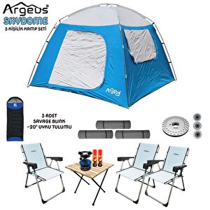 Argeus Skydome 3 Kişilik 3 Mevsim Kamp Çadırı Seti