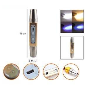 Uv Ledli El Feneri - Powerdex - Su Geçirmez - 20 W - Gold - Pd-9007