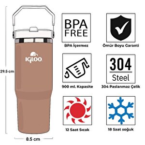 Çelik Termos - Igloo - Powder - 900ml - Kahve/beyaz - 205788