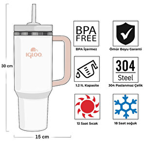 Çelik Mug Termos - Igloo - Stadler - 1.2 Lt - Beyaz Somon - 205787
