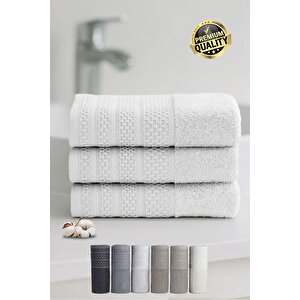 Softure 3’lü El Yüz Havlusu | Günlük Kullanım | 50x90 Cm | Yumuşak, Dayanıklı, Hızlı Kuruyan Açık Gri