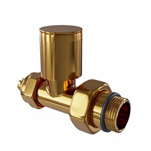 Radyatör Vanası 1/2'' Altın Renkli Düz Pex (metal Volanlı 16*2mm Boru Bağl. Rakorlu)