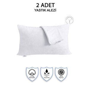 %100 Pamuklu, 2'li Yastık Alezi, Yastık Kılıfı, Su / Sıvı Geçirmez,(50 X 70 CM) 2 Adet