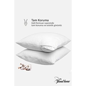 %100 Pamuklu, 2'li Yastık Alezi, Yastık Kılıfı, Su / Sıvı Geçirmez,(50 X 70 CM) 2 Adet