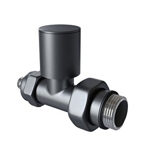 Radyatör Vanası 1/2'' Koyu Antrasit Düz Pex (metal Volanlı 16*2mm Boru Bağl. Rakorlu)