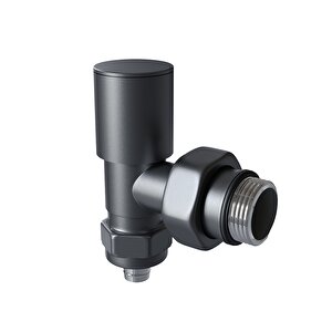 Radyatör Vanası 1/2'' Koyu Antrasit Köşe Pex (metal Volanlı 16*2mm Boru Bağl. Rakorlu)