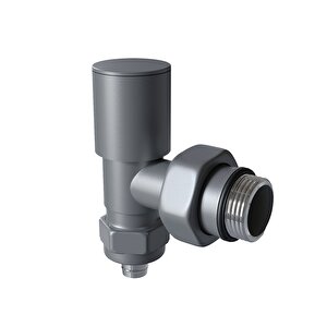 Radyatör Vanası 1/2'' Antrasit Köşe Pex (metal Volanlı 16*2mm Boru Bağl. Rakorlu)