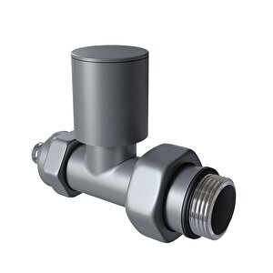 Radyatör Vanası 1/2'' Antrasit Düz Pex (metal Volanlı 16*2mm Boru Bağl. Rakorlu)