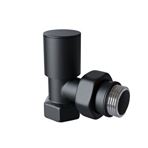 Radyatör Vanası 1/2'' Pütürlü Siyah Köşe (metal Volanlı)