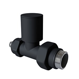 Radyatör Vanası 1/2'' Siyah Düz Pex (metal Volanlı 16*2mm Boru Bağl. Rakorlu)