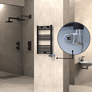 Haiti Elektrikli Havlupan 500x800 Düz Siyah (thesis Termostat) 300w