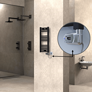 Haiti Elektrikli Havlupan 300x700 Düz Siyah (thesis Termostat) 200w
