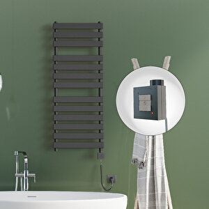 Tahiti Elektrikli Havlupan 500x950 Antrasit Texture (ktx1 Termostat) 600w Spiral Kablolu