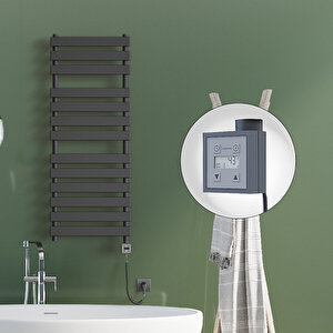 Tahiti Elektrikli Havlupan 500x950 Antrasit Texture (ktx3 Termostat) 600w Spiral Kablolu