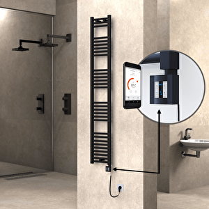 Haiti Elektrikli Havlupan 300x1800 Düz Siyah (ktx4 Termostat) 600w Spiral Kablolu